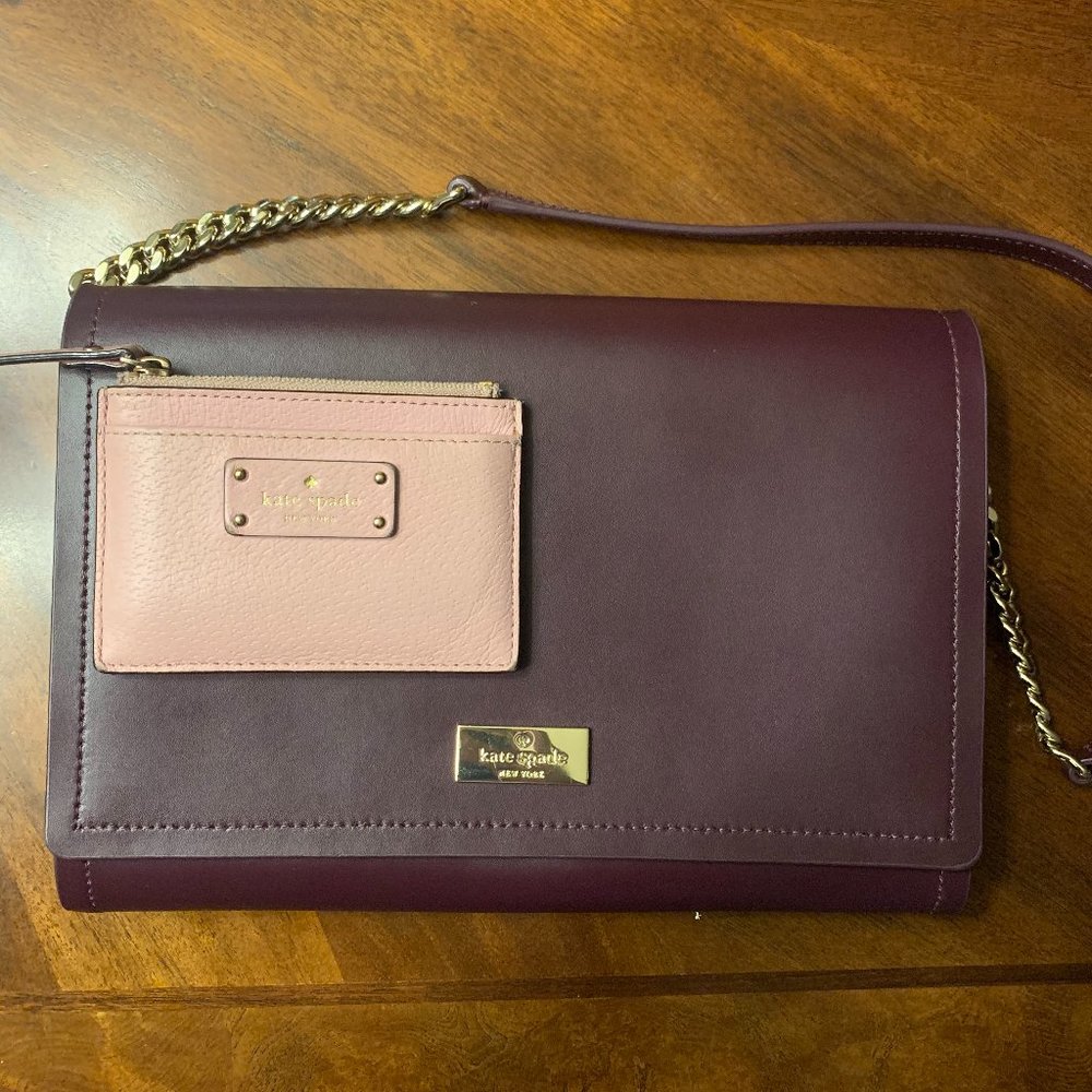 Kate Spade Maroon & Pink Purse and Wallet - Picture 1 of 7